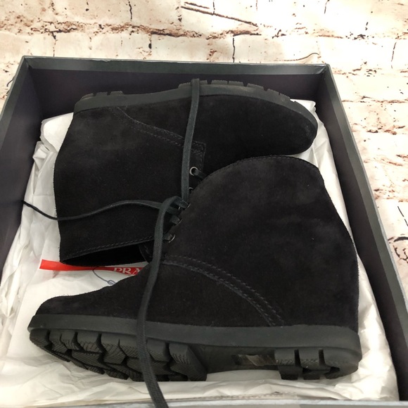 Prada suede wedge booties - Picture 2 of 8